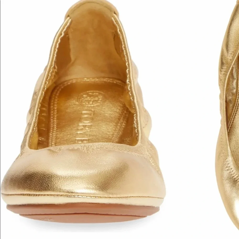 NWT Tory Burch Eddie Ballet Flat Gold Metallic